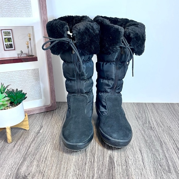 * Pajar | Faux Shearling Lined Quilted Nylon/Suede Mid Calf Boot Black 38/7-7.5 - Picture 7 of 16